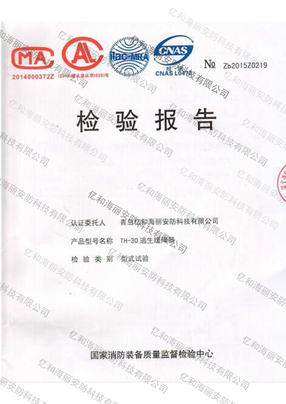 安心品牌缓降器的检测报告